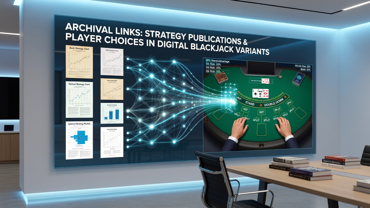 Player using digital blackjack strategy chart derived from historical publications