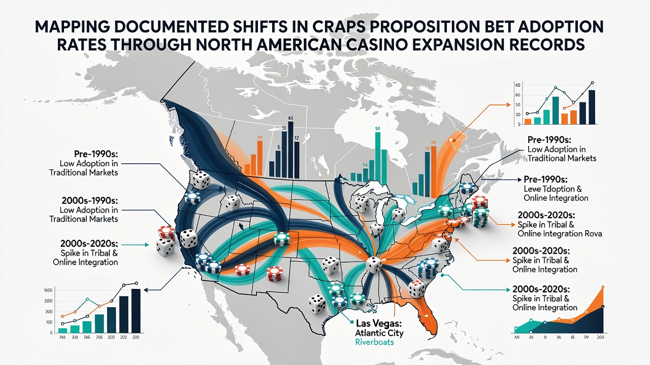 North American casino floor layout showing craps tables with proposition bet signage during peak expansion period