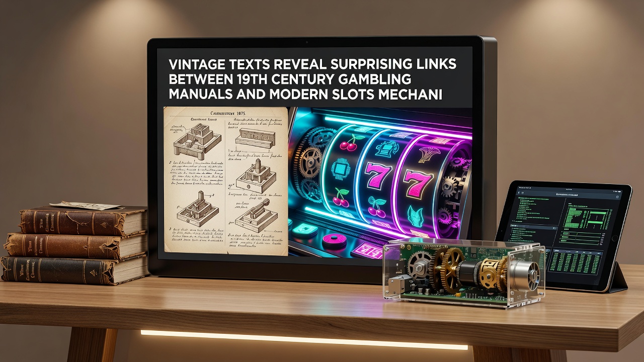 Close-up comparison of historical probability tables and current slot paytable graphics