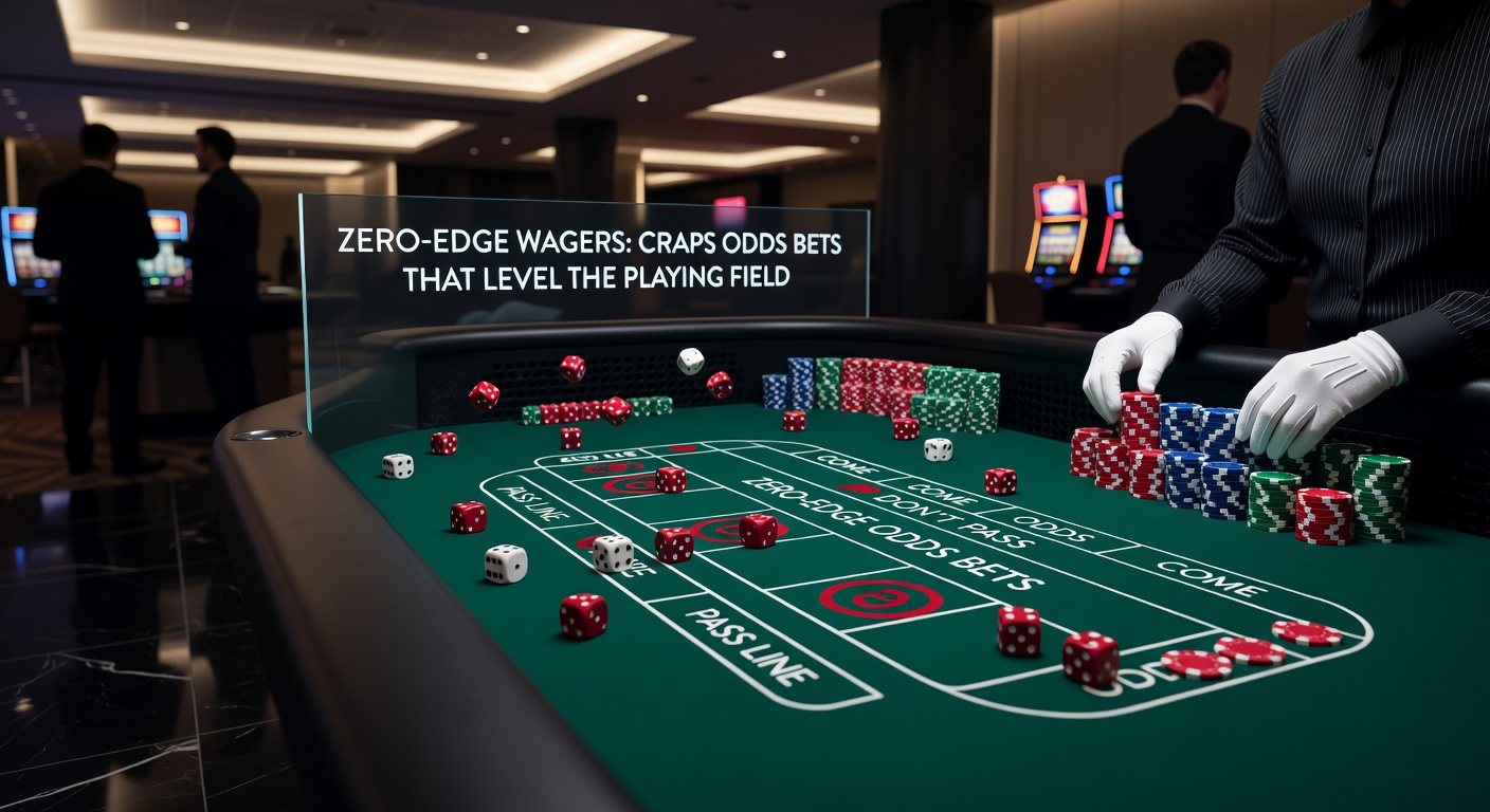 Close-up of dice landing on point numbers with odds chips in foreground, illustrating true odds payout